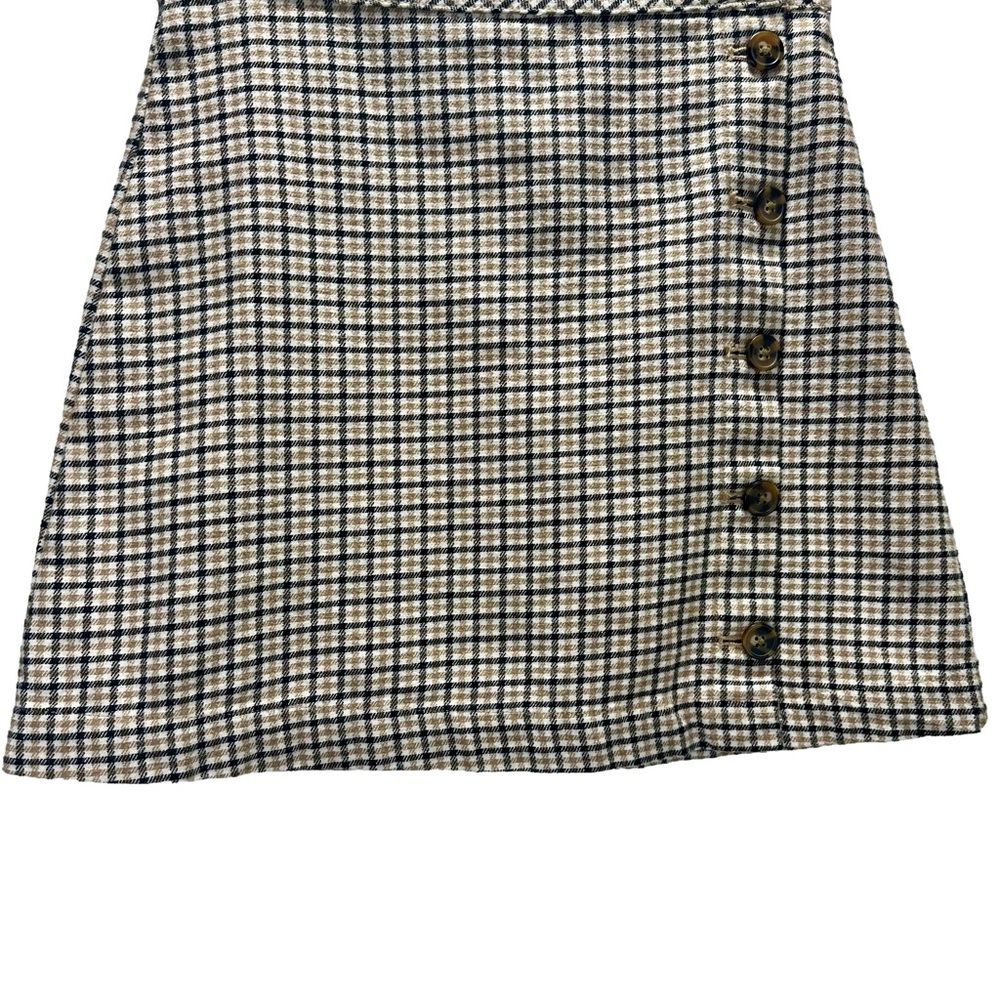 Divided Yellow and Black PlaidCheckered A-Line Skirt with Buttons Size 2